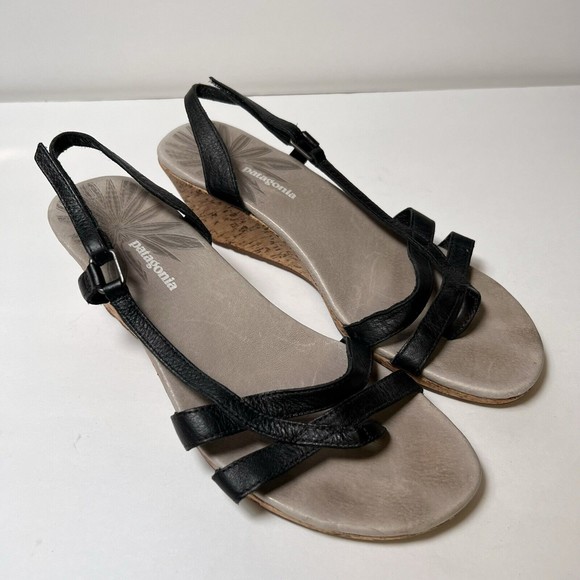 Patagonia Shoes - Patagonia Solimar Wedge Slide Sandal Women’s Size 7.5 M Cork Heel Black